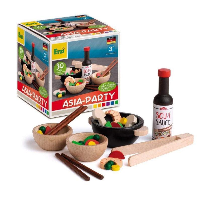 Wok-Party Wooden Play Food Set (31 Pieces) by Erzi – Pacifier Kids