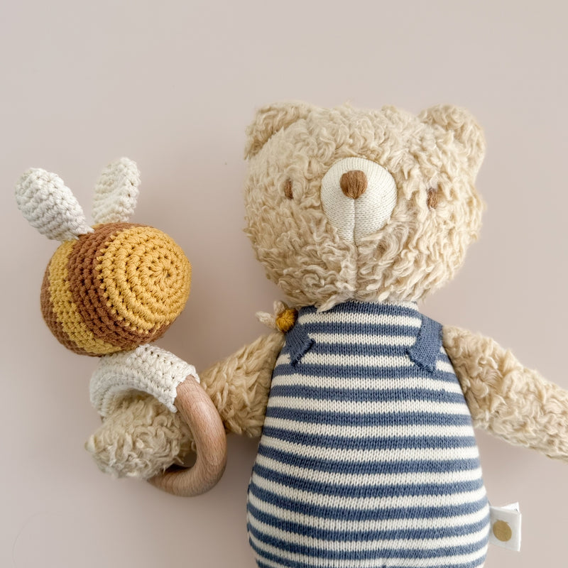 Cotton Crochet Rattle Teether - Bee by The Blueberry Hill