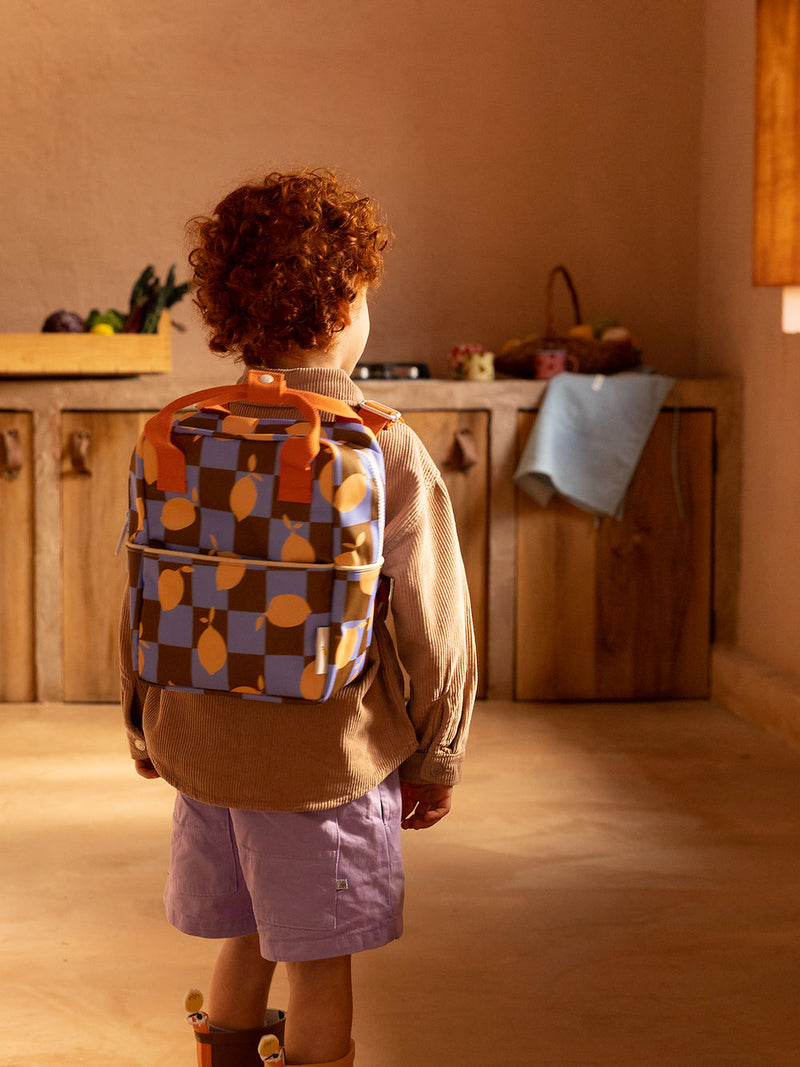 Small Farmhouse Checkerboard Backpack Lemons by Sticky Lemon