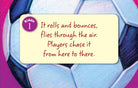 Soccer ball with a riddle on a pink background