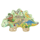 Dinosaur-shaped puzzle with various dinosaur illustrations on a white background