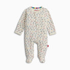 Baby onesie with car pattern on a white background