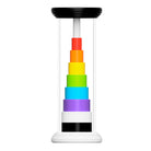 Colorful tower toy with stacked rings on a white background