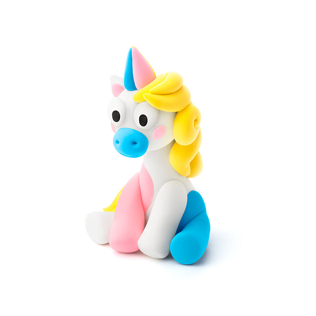 Colorful unicorn figurine with a white background