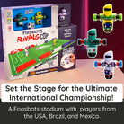 Foosbots toy set with packaging and toy figures on a table.