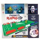 Foosbots Rivals Cup packaging with toy figures and game board, featuring Fat Brain Toy Co. branding.
