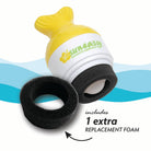 Sun-Easy sunscreen application tool with replacement foam on a white background