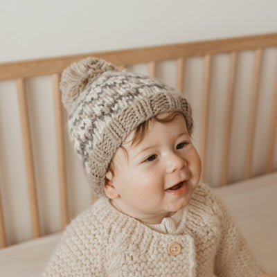 Fairisle Knit Hat - Pebble Brown by Huggalugs