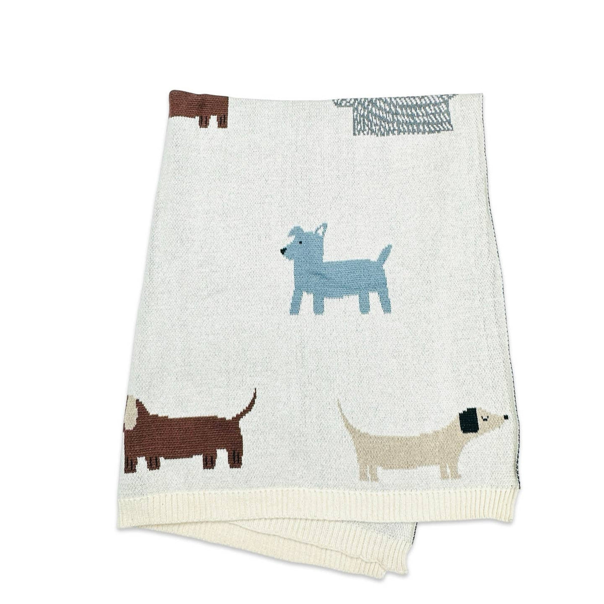 Blanket with dog illustrations on a white background