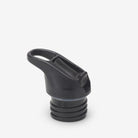 Black bottle cap with a carabiner on a white background