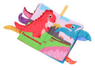 Colorful children's book with dinosaur illustrations on a white background