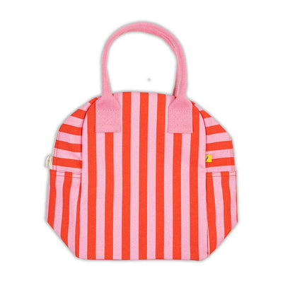 Zipper Lunch Bag - Awning Stripe Pink by Fluf
