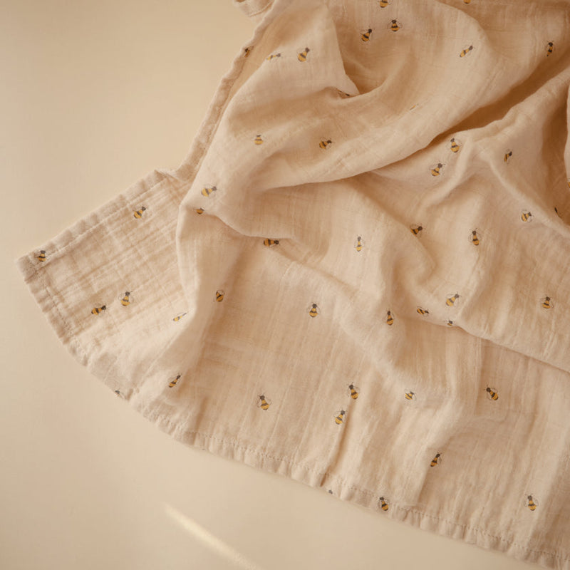 Organic Muslin Swaddle - Bees by Mushie & Co