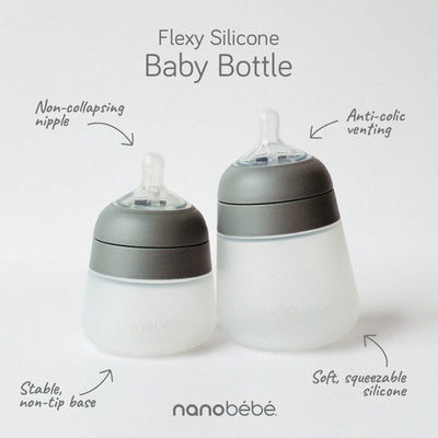 5oz Flexy Silicone Baby Bottle 2 Pack - White by Nanobebe