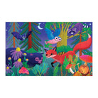Forest Day & Night 75 Piece Lenticular Puzzle by Mudpuppy featuring vibrant animals and flora from a magical forest scene.