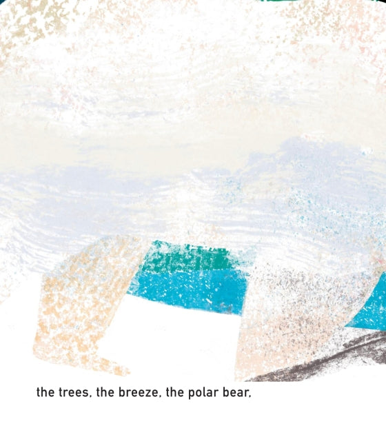 Abstract art with blue, beige, and white colors on a textured background.