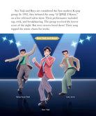 Animated depiction of Seo Taiji and Boys with a blue stage background and text about their debut performance.