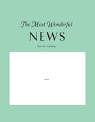 Promotional card with 'The Most Wonderful News You Are Coming!' text on a light green background
