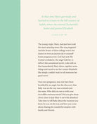 A page from a Christian devotional or pregnancy journal featuring Luke 1:39–40 about Mary visiting Elizabeth.