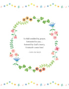 Decorative floral wreath with a quote by Lisa Nunley on a white background.