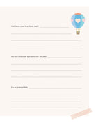 Blank card with a hot air balloon design and text space on a white background