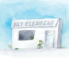 Dry cleaners on a white background
