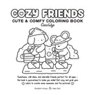 Cover of 'Cozy Friends' coloring book with two cartoon characters and text.
