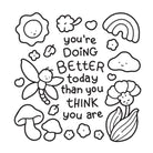 Motivational quote surrounded by illustrations on a white background