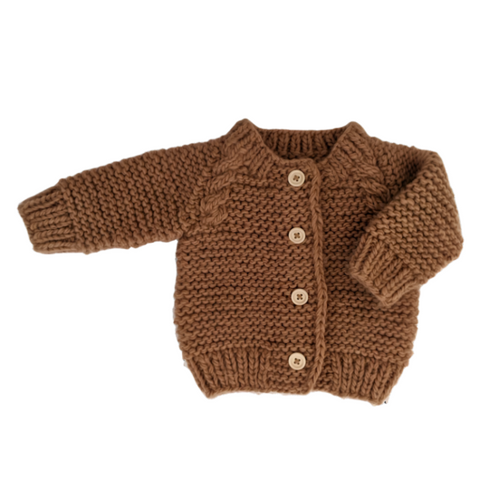 Garter Stitch Cardigan - Pecan by Huggalugs