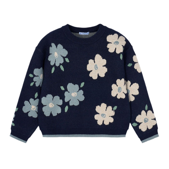 Jacquard Floral Sweater - Petroleum by Mayoral - FINAL SALE