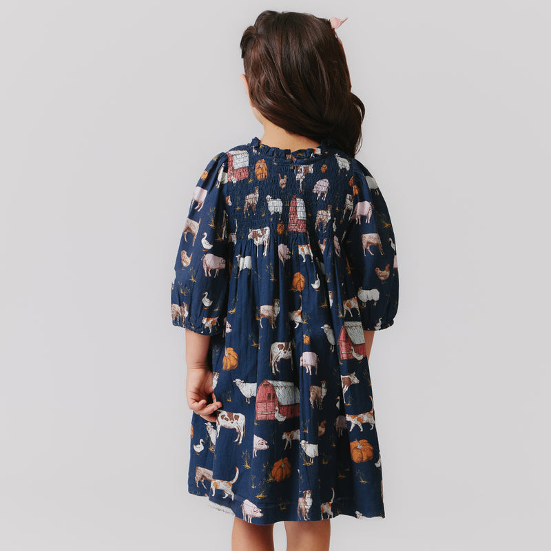 Stevie Puff Sleeve Dress - On the Farm by Pink Chicken