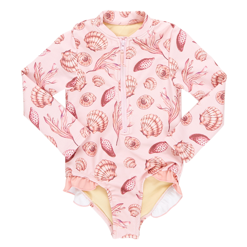Girls Arden Swim Suit - Pink Sea Shells by Pink Chicken