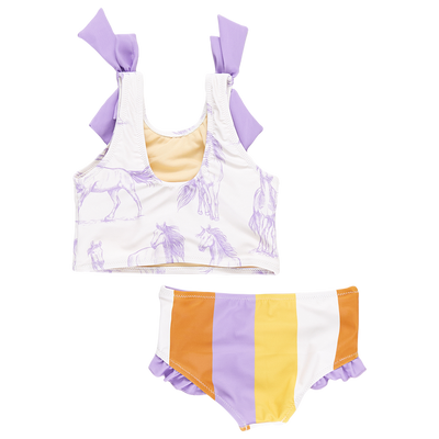 Girls Shelly Tankini - Lavender Horses by Pink Chicken