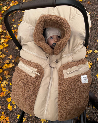 Car Seat Cocoon - Cappuccino Appliqué by 7AM Enfant