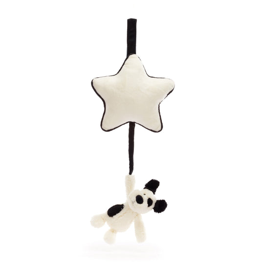 Bashful Black & Cream Puppy Musical Pull by Jellycat