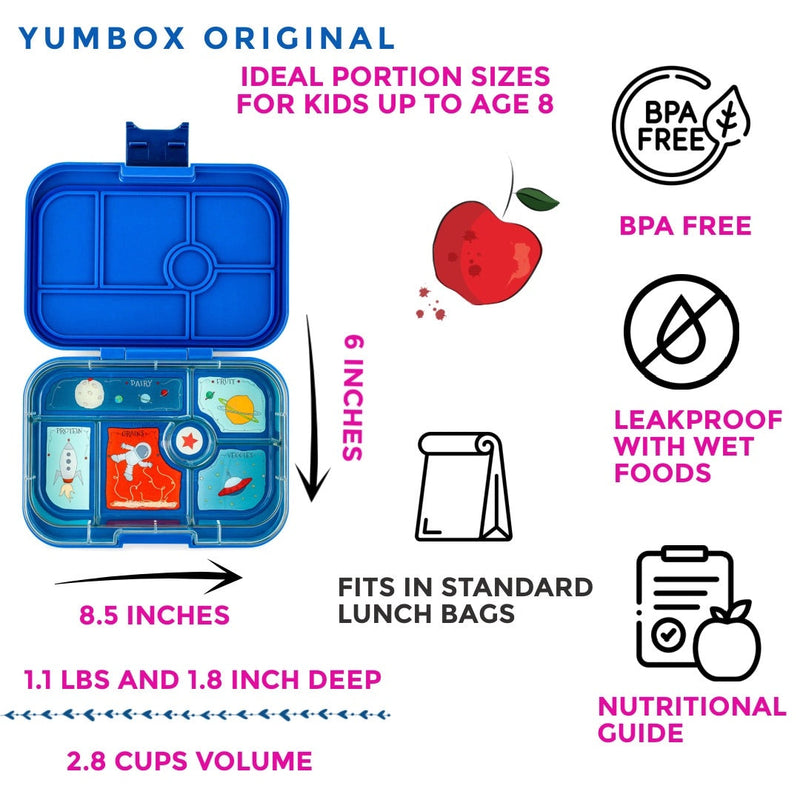Yumbox Original Leakproof Bento Box - 6 Compartment - Neptune Blue