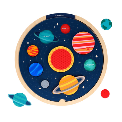 Multi-Language Solar System Wooden Tray Puzzle by Petit Collage