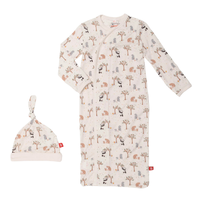 Family Tree Modal Magnetic Cozy Sleeper Gown and Hat Set by Magnetic Me