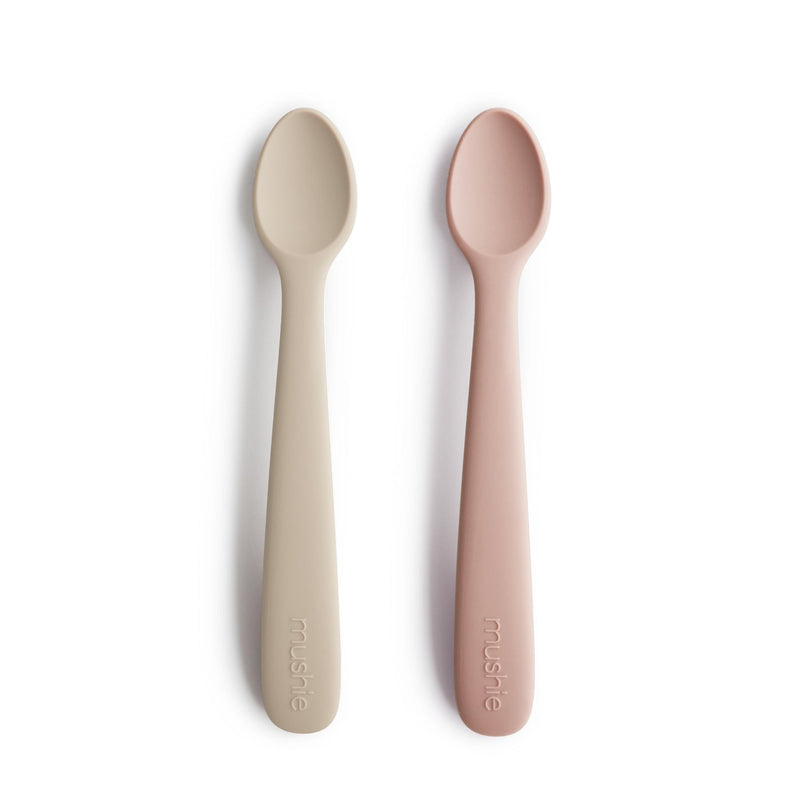 Silicone Feeding Spoons 2 Pack - Blush/Shifting Sand by Mushie & Co