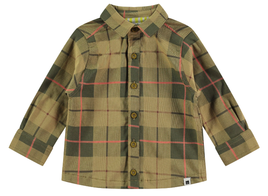 Baby Button Up Shirt - Kiwi Plaid by Babyface - FINAL SALE