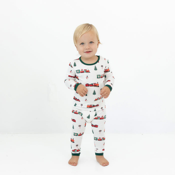 Long Sleeve Toddler Pajama Set - Holiday Train by Kyte Baby