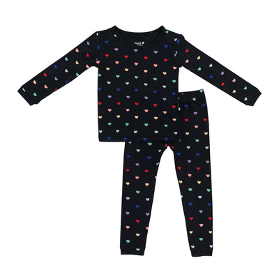 Printed Long Sleeve Toddler Pajama Set - Midnight Rainbow Heart by Kyte Baby