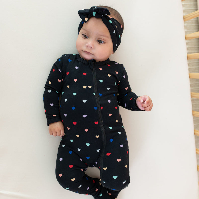 Printed Footie with Zipper - Midnight Rainbow Heart by Kyte Baby