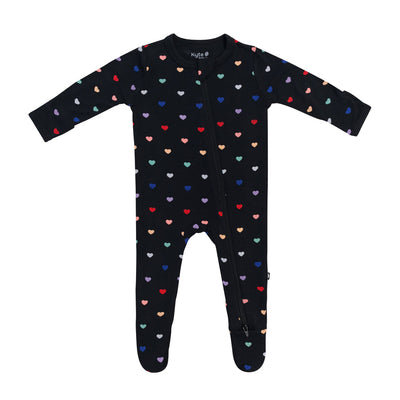 Printed Footie with Zipper - Midnight Rainbow Heart by Kyte Baby