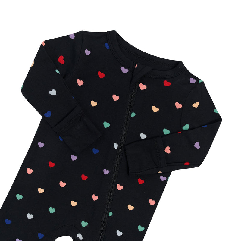 Printed Zippered Romper - Midnight Rainbow Heart by Kyte Baby