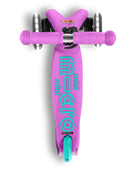 Purple scooter with teal logo on a white background