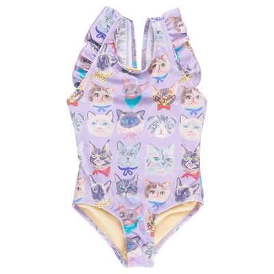 Girls Liv Suit - Lavender Cool Cats by Pink Chicken