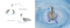 Illustration of a goose swimming with ripples on water, part of a children's book illustration.