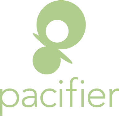 pacifier brand logo, stacked
