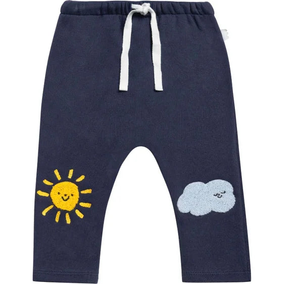 Sunshine and Cloud Knee Patch Baby Harem Pants - Navy by Mon Coeur